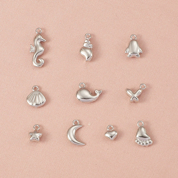 Stainless Steel Mini Electric Throw Pendant Marine Series Shell Whale Cartoon Animal Diy Jewelry Accessories