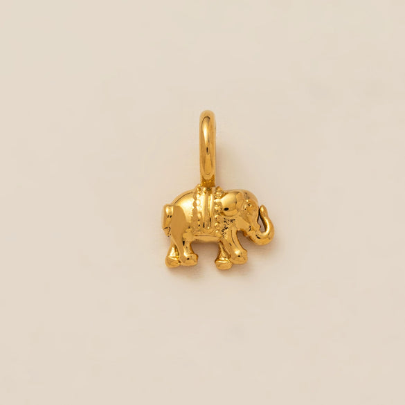 Stainless Steel Mini Elephant Lotus Heart Pendant Necklace Vacuum Plated 18K Gold Color Preservation