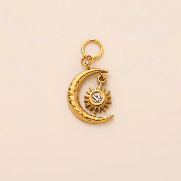 Stainless Steel Mini Elephant Lotus Heart Pendant Necklace Vacuum Plated 18K Gold Color Preservation