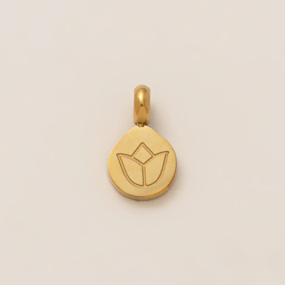 Stainless Steel Mini Elephant Lotus Love Pendant Necklace Vacuum Plated 18K Gold Color