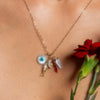 Stainless Steel Mini Elephant Lotus Love Pendant Necklace Vacuum Plated 18K Gold Color