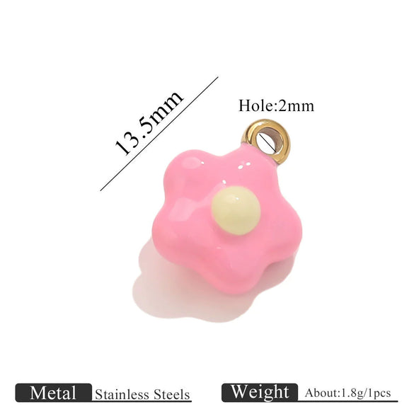 Stainless Steel Mini Poached Egg Pendant Diy Jewelry Accessories With Dripping Oil Design And 18K Vacuum Electroplating