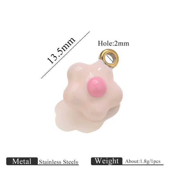 Stainless Steel Mini Poached Egg Pendant Diy Jewelry Accessories With Dripping Oil Design And 18K Vacuum Electroplating