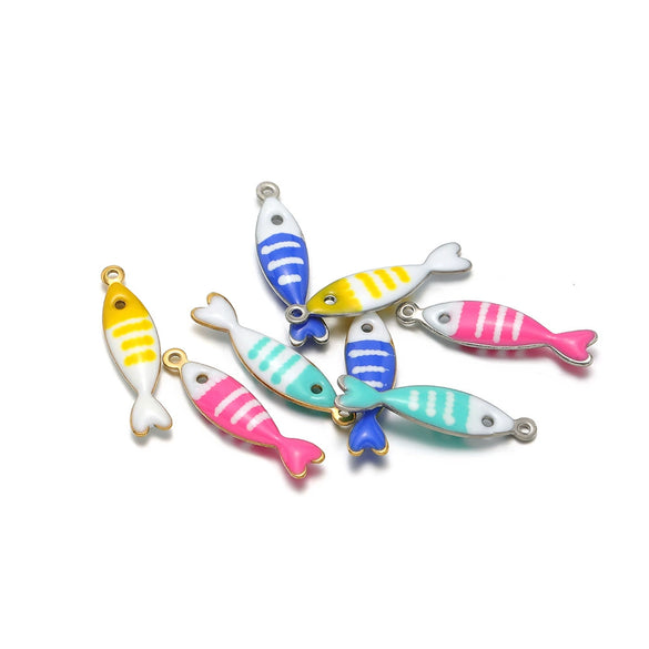 Stainless Steel Minimalist Dripping Oil Small Fish Pendant Necklace Clothing Accessories