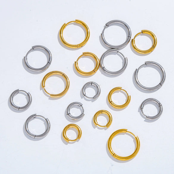 Stainless Steel Minimalist Geometric Ring Hoop Earrings And Ear Buckles Electroplated Diy Accessories