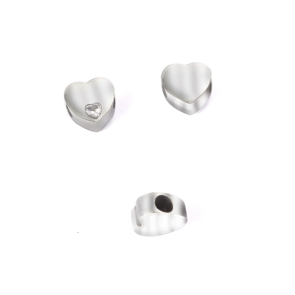 Stainless Steel Mirror Polished Heartshaped Pendant With Diamonds For Diy Jewelry Accessories Nonfading Lovely Style