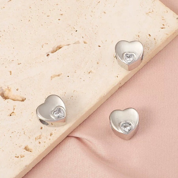 Stainless Steel Mirror Polished Heartshaped Pendant With Diamonds For Diy Jewelry Accessories Nonfading Lovely Style