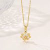 Stainless Steel Mixed Gem Inlaid Flower Style Electroplated Pendant Necklace For Women