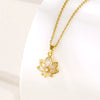 Stainless Steel Mixed Gem Inlaid Flower Style Electroplated Pendant Necklace For Women