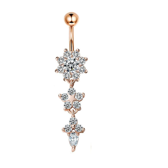 Stainless Steel Mixed Zircon Navel Ring Set With Heart Pattern And Cartoon Style For Body Piercing