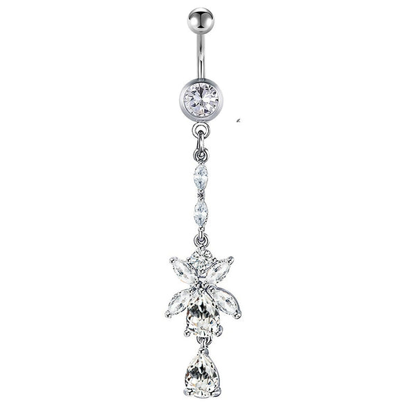 Stainless Steel Mixed Zircon Navel Ring Set With Heart Pattern And Cartoon Style For Body Piercing