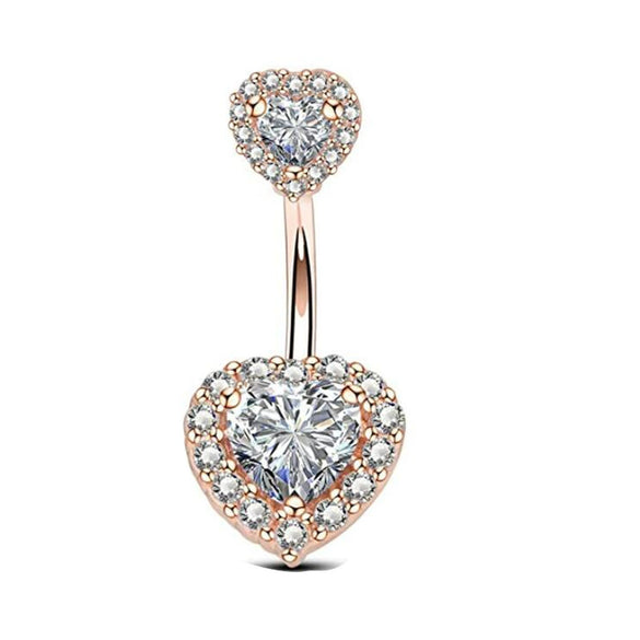 Stainless Steel Mixed Zircon Navel Ring Set With Heart Pattern And Cartoon Style For Body Piercing