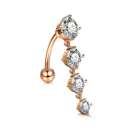 Stainless Steel Mixed Zircon Navel Ring Set With Heart Pattern And Cartoon Style For Body Piercing