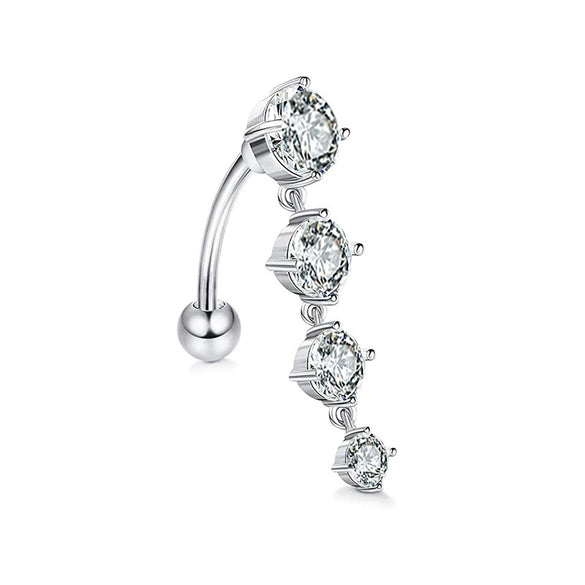 Stainless Steel Mixed Zircon Navel Ring Set With Heart Pattern And Cartoon Style For Body Piercing