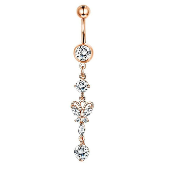 Stainless Steel Mixed Zircon Navel Ring Set With Heart Pattern And Cartoon Style For Body Piercing