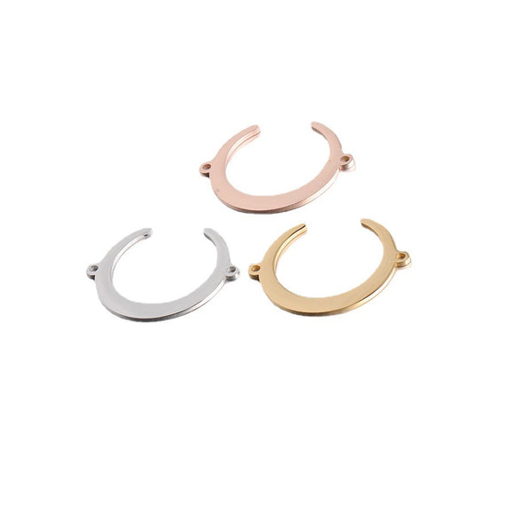 Stainless Steel Moon Crescent And Horn Shape Jewelry Accessories With Double Hole Connection And Fine Polishing