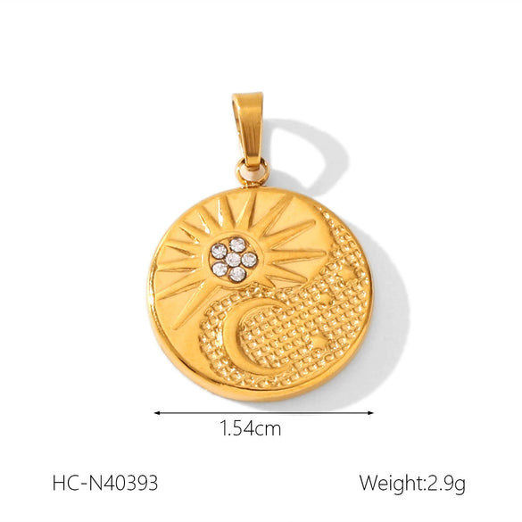 Stainless Steel Moon Eightpointed Star Necklace Pendant Jewelry Accessories Electroplating