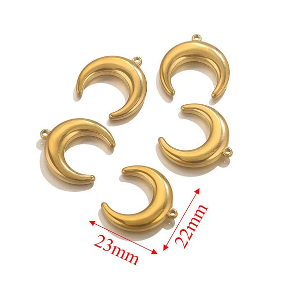 Stainless Steel Moon Pendant Jewelry Accessories With 18K Gold Plating