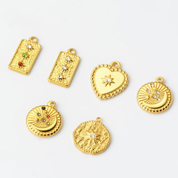 Stainless Steel Moon Star Pendant Jewelry With Electroplating Treatment And Irregular Shape