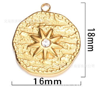 Stainless Steel Moon Star Pendant Jewelry With Electroplating Treatment And Irregular Shape