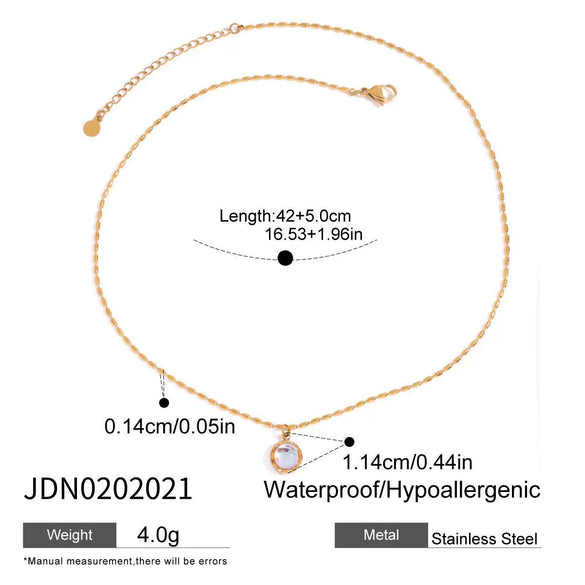 Stainless Steel Moonstone Pull Feldspar Pendant Necklace With Electroplating And Clavicle Chain For Women