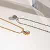 Stainless Steel Moonstone Pull Feldspar Pendant Necklace With Electroplating And Clavicle Chain For Women