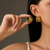 Stainless Steel Multilayer Cshaped Geometric Winding Electroplated Women's Earrings
