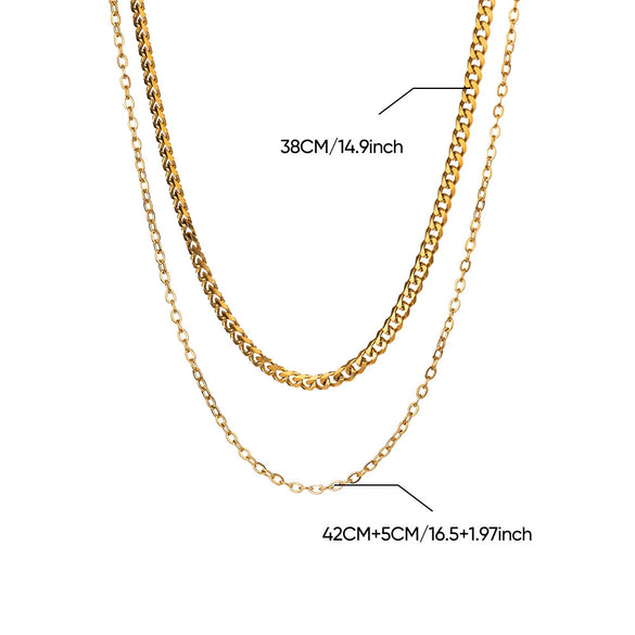 Stainless Steel Multilayer Geometric Snake Bone Chain Necklace Electroplated Waterproof Not Faded Unisex Jewelry