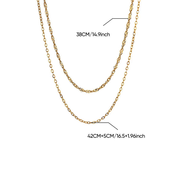 Stainless Steel Multilayer Geometric Snake Bone Chain Necklace Electroplated Waterproof Not Faded Unisex Jewelry