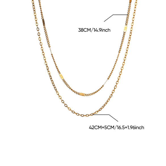 Stainless Steel Multilayer Geometric Snake Bone Chain Necklace Electroplated Waterproof Not Faded Unisex Jewelry