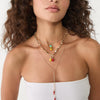 Stainless Steel Multipendant Necklace With Heart Strawberry Pepper Watermelon Dice Star Shapes Electroplated