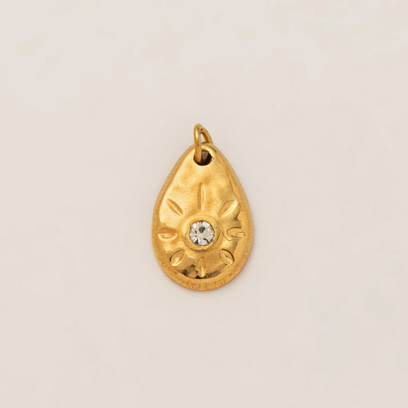 Stainless Steel Myth And Magic Pendant With Star And Drop Shape Electroplated In 18K Gold Color