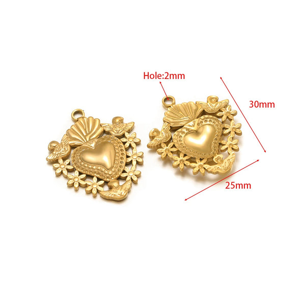 Stainless Steel Natural Geometric Flower Leaf Bow Knot Hollow Sun Jewelry Accessories For Diy Necklace Earrings Bracelet