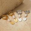 Stainless Steel Natural Pearl Geometric Pendant Earrings Electroplated For Girls Simple High End Fashion
