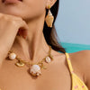 Stainless Steel Natural Shell Geometric Earrings With Electroplating And High Design Sense