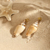 Stainless Steel Natural Shell Geometric Earrings With Electroplating And High Design Sense