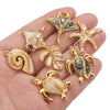 Stainless Steel Natural Shellfish Turtle Starfish Conch Jewelry Diy Pendant Accessories With Electroplating And Totem Pattern