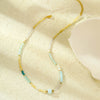 Stainless Steel Natural Stone Crystal Beaded Light Luxury Highend Clavicle Chain Necklace Jewelry Electroplating Fashion Style