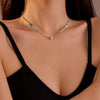 Stainless Steel Natural Stone Crystal Beaded Light Luxury Highend Clavicle Chain Necklace Jewelry Electroplating Fashion Style