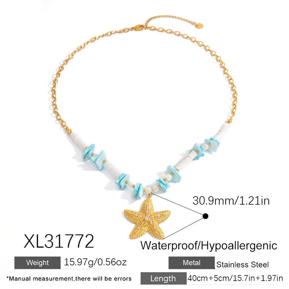 Stainless Steel Natural Stone Diy Handmade Necklace With Color Rope Ushaped Geometric Animal Zodiac Electroplated For Women