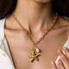 Stainless Steel Natural Stone Diy Handmade Necklace With Color Rope Ushaped Geometric Animal Zodiac Electroplated For Women