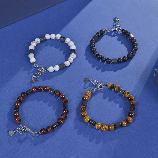 Stainless Steel Natural Stone Elegant Vacation Gem Beaded Bracelets