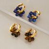 Stainless Steel Natural Stone Flower Earrings Geometric Plated Stud Earrings For Women