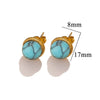 Stainless Steel Natural Stone Geometric Stud Earrings Electroplated Unisex