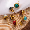 Stainless Steel Natural Stone Geometric Stud Earrings Electroplated Unisex