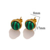 Stainless Steel Natural Stone Geometric Stud Earrings Electroplated Unisex