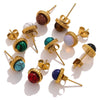 Stainless Steel Natural Stone Geometric Stud Earrings Electroplated Unisex