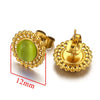Stainless Steel Natural Stone Geometric Stud Earrings With Electroplating