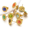 Stainless Steel Natural Stone Geometric Stud Earrings With Electroplating