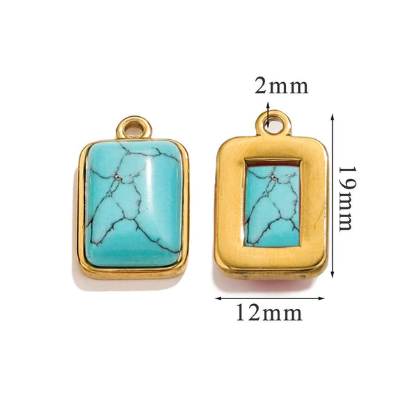 Stainless Steel Natural Stone Inlaid Handmade Niche Geometric Pendant For Necklace And Bracelet